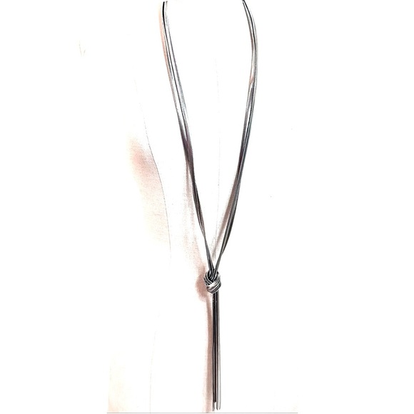 EXPRESS Silver Snake Chain Knot Lariat Tassel Necklace NWT​ - Picture 3 of 7